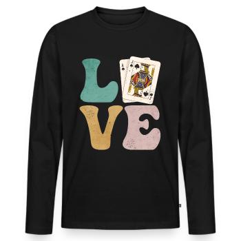 Blackjack Glücksspiel Karten - Männer Premium Bio Langarmshirt - Schwarz - Vorne - Nico (187cm)