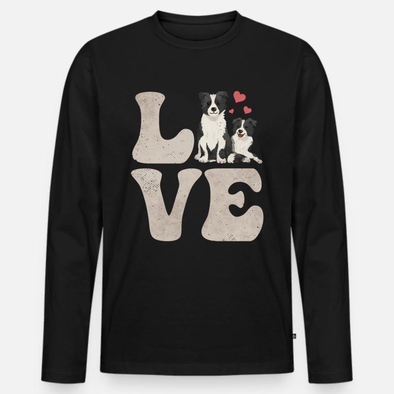 Border Collie Hund - Männer Premium Bio Langarmshirt - Schwarz
