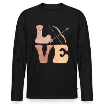 Bogen- und Pfeiljagd Bogen- und Pfeiljäger - Männer Premium Bio Langarmshirt - Schwarz - Vorne - Nico (187cm)