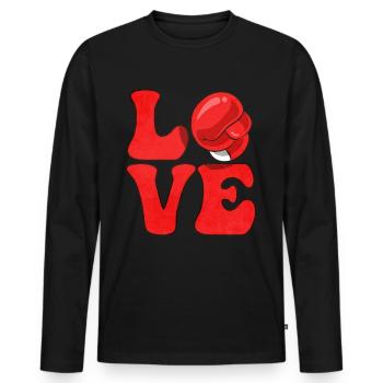 Boxer Boxen - Männer Premium Bio Langarmshirt - Schwarz - Vorne - Nico (187cm)
