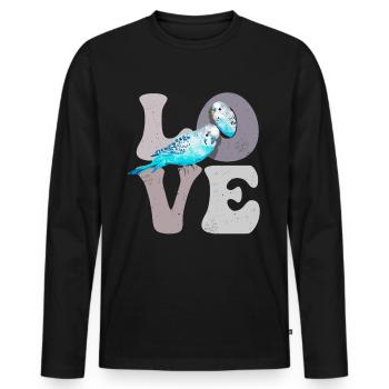Budgie Budgie Parrot - Men's Premium Organic Long Sleeve Shirt - black - Front - Nico (187cm)