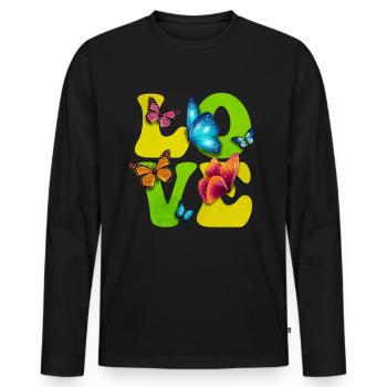 Schmetterling Monarch Insekt - Männer Premium Bio Langarmshirt - Schwarz - Vorne - Nico (187cm)