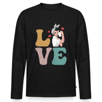 Cafeteria employee Lunch Lady - Men's Premium Organic Long Sleeve Shirt - black - Front - Nico (187cm)