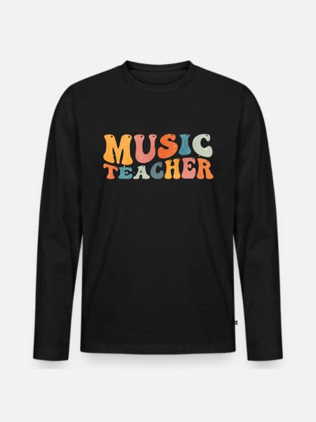Groovy Musiklehrer Musiker Unterricht - Männer Premium Bio Langarmshirt - Schwarz