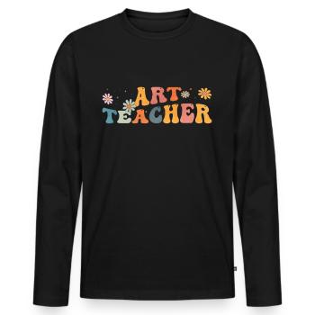 Groovy Art Teacher Artiste Artiste Artiste Artistique - T-shirt manches longues Premium bio Homme - noir - Devant - Nico (187cm)