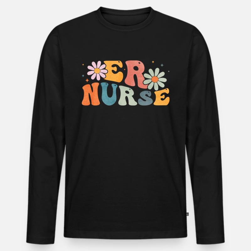 Groovy ER Krankenschwester Notfallkrankenschwester - Männer Premium Bio Langarmshirt - Schwarz
