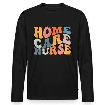 Groovy Home Care Nurse Home Sick - Men's Premium Organic Long Sleeve Shirt - black - Front - Nico (187cm)