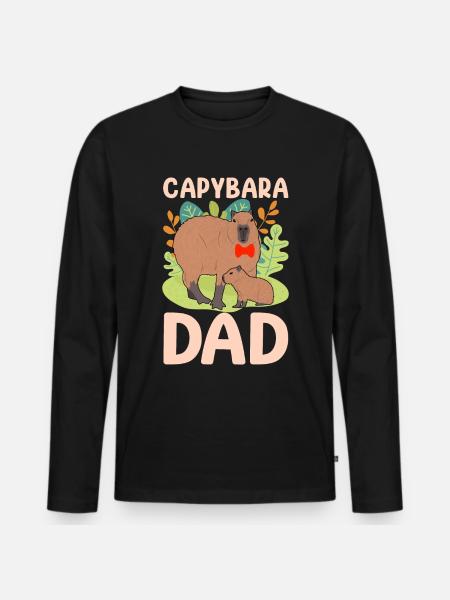 Funny Capybara Papa Papa - Men's Premium Organic Long Sleeve Shirt - black