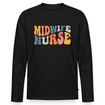Groovy Hebamme Krankenschwester Labor Entbindung K - Männer Premium Bio Langarmshirt - Schwarz - Vorne - Nico (187cm)
