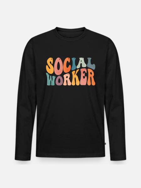Groovy Sozialarbeiterin Arbeit - Männer Premium Bio Langarmshirt - Schwarz