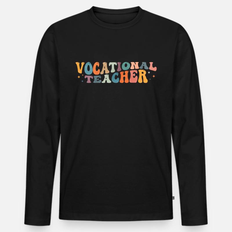 Groovy Berufsschullehrer Bildungsunterricht - Männer Premium Bio Langarmshirt - Schwarz
