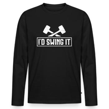 Funny house demolition sledge hammer - Men's Premium Organic Long Sleeve Shirt - black - Front - Nico (187cm)