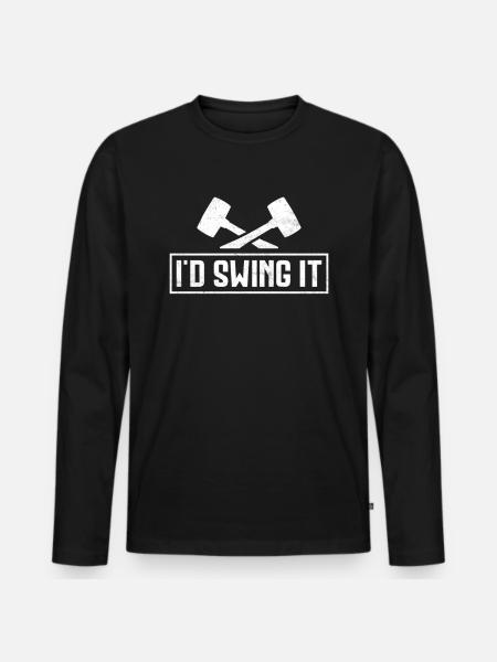 Funny house demolition sledge hammer - Men's Premium Organic Long Sleeve Shirt - black