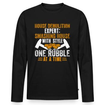 Funny demo - Men's Premium Organic Long Sleeve Shirt - black - Front - Nico (187cm)