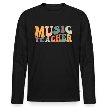 Groovy Music Teacher Leçons de musicien - T-shirt manches longues Premium bio Homme - noir - Devant - Nico (187cm)