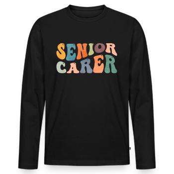 Groovy Senior Career Caregiving Caregiver - Men's Premium Organic Long Sleeve Shirt - black - Front - Nico (187cm)