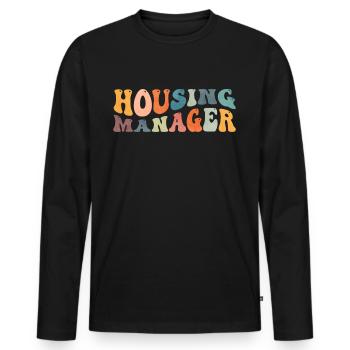 Gestionnaire de logement Groovy Chef de projet Maison - T-shirt manches longues Premium bio Homme - noir - Devant - Nico (187cm)