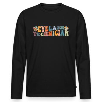 Groovy Eyelash Technician Lash Tech Beautician - Men's Premium Organic Long Sleeve Shirt - black - Front - Nico (187cm)