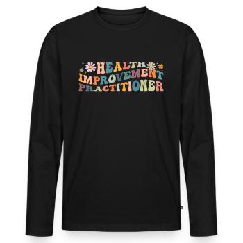 Groovy Health Improvement Practitioner - Men's Premium Organic Long Sleeve Shirt - black - Front - Nico (187cm)