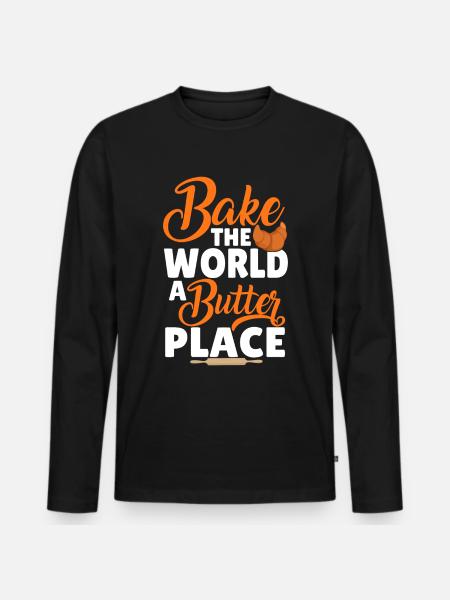 Funny bread baking baker - Men's Premium Organic Long Sleeve Shirt - black