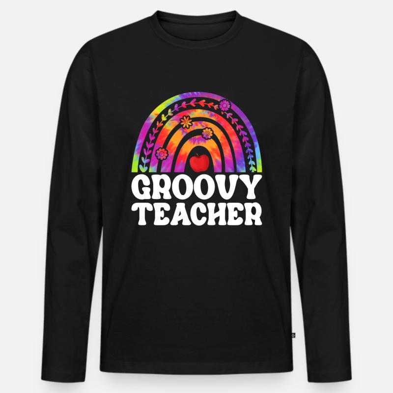 Hippie Frieden Liebe Lehre - Männer Premium Bio Langarmshirt - Schwarz