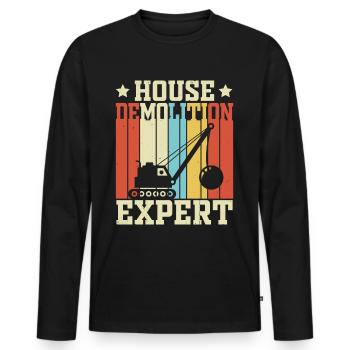 Funny Wrecking Ball Crane - Men's Premium Organic Long Sleeve Shirt - black - Front - Nico (187cm)