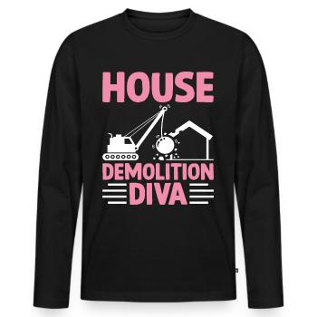 Funny Day Wrecking Ball Crane - Men's Premium Organic Long Sleeve Shirt - black - Front - Nico (187cm)