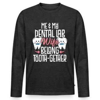 Drôle de mari du laboratoire dentaire - T-shirt manches longues Premium bio Homme - anthracite chiné - Devant - Nico (187cm)