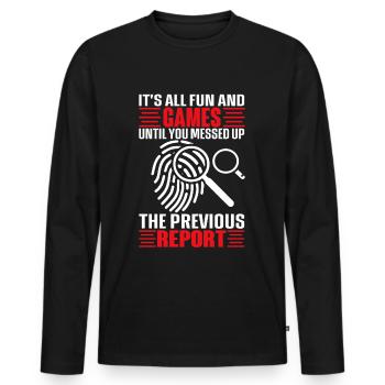 Funny coroner - Men's Premium Organic Long Sleeve Shirt - black - Front - Nico (187cm)