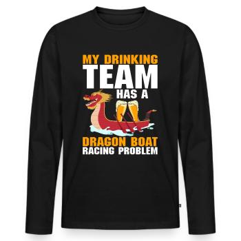 Drôle de problème de course de bateau-dragon de l’équipe de buveurs - T-shirt manches longues Premium bio Homme - noir - Devant - Nico (187cm)