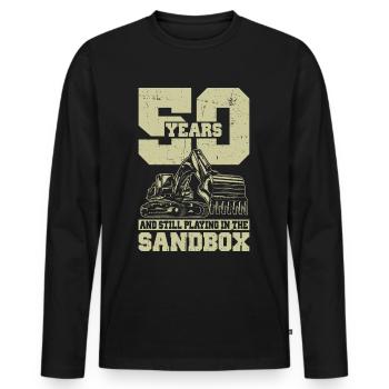 Conducteur de pelle 50 anniversaire - T-shirt manches longues Premium bio Homme - noir - Devant - Nico (187cm)