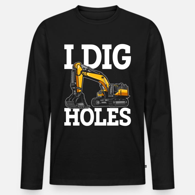Funny Baggerfahrer Schwermaschinen HEO - Männer Premium Bio Langarmshirt - Schwarz