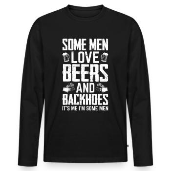 Drôle d’opérateur de pelle HEO - T-shirt manches longues Premium bio Homme - noir - Devant - Nico (187cm)