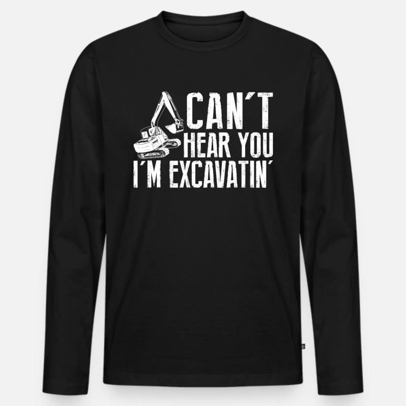 Funny Baggerfahrer Schwermaschinen HEO - Männer Premium Bio Langarmshirt - Schwarz