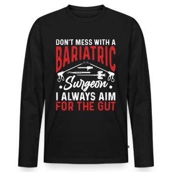 Funny stomach - Men's Premium Organic Long Sleeve Shirt - black - Front - Nico (187cm)