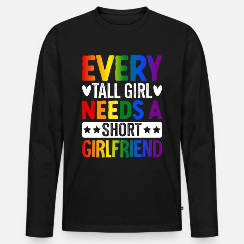 Lesbisch LGBTQ Mädchen - Männer Premium Bio Langarmshirt - Schwarz
