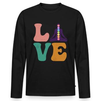 Chakra-Heiler Chakra-Heilung Reiki-Meister LIEBE - Männer Premium Bio Langarmshirt - Schwarz - Vorne - Nico (187cm)