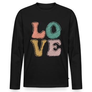 Charcoal Drawing Sketch Artist LOVE - Men's Premium Organic Long Sleeve Shirt - black - Front - Nico (187cm)