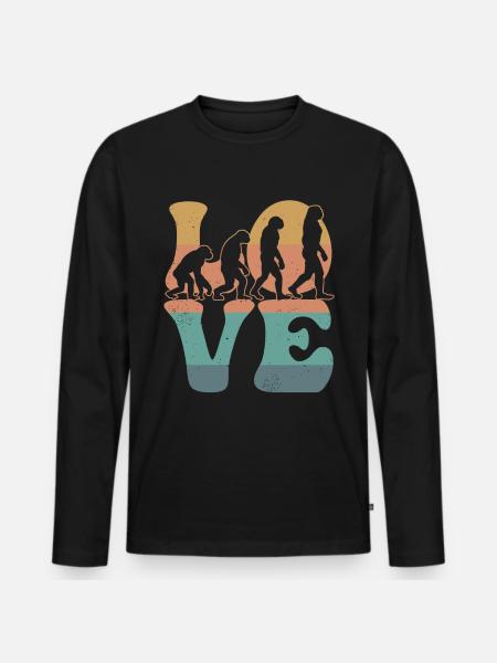 Charles Darwin Evolutionstheorie LIEBE - Männer Premium Bio Langarmshirt - Schwarz