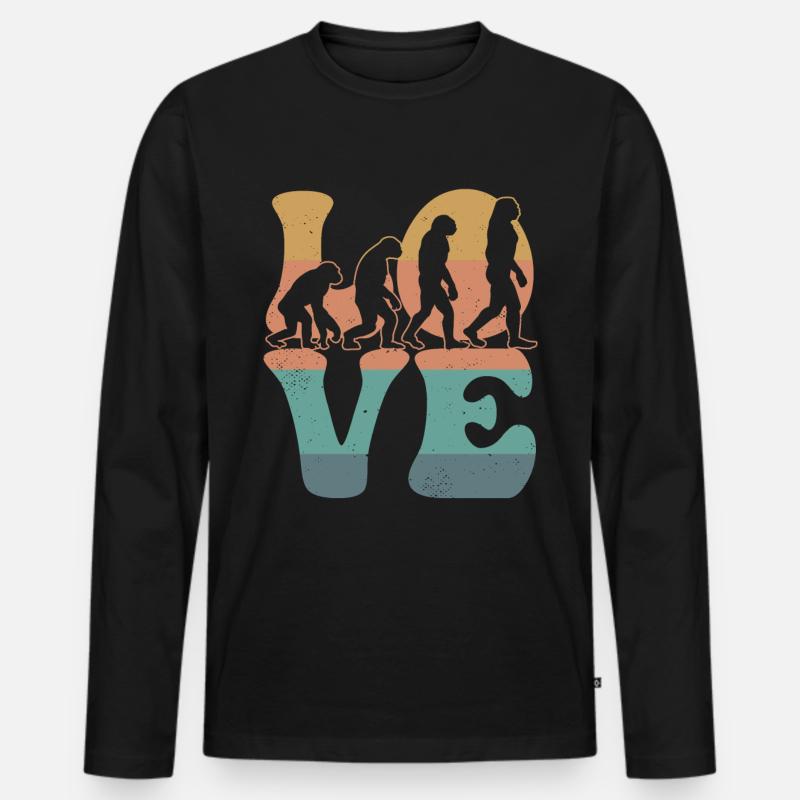 Charles Darwin Evolutionstheorie LIEBE - Männer Premium Bio Langarmshirt - Schwarz