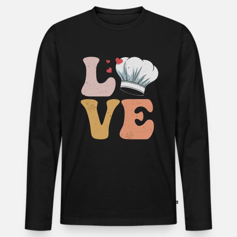 Chefkoch Kochen LIEBE - Männer Premium Bio Langarmshirt - Schwarz