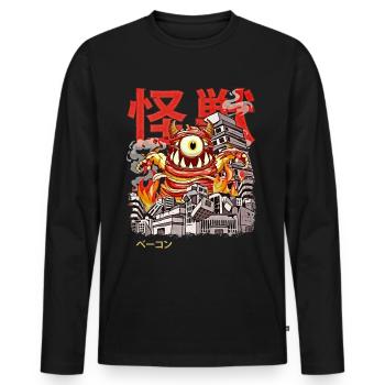 Kaiju Bacon Japanische Anime Monster Augapfel - Männer Premium Bio Langarmshirt - Schwarz - Vorne - Nico (187cm)