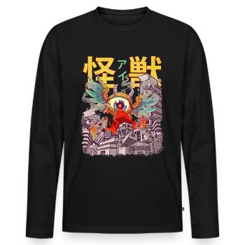 Kaiju Fliegender Augapfel Japanisches Anime-Monste - Männer Premium Bio Langarmshirt - Schwarz - Vorne - Nico (187cm)