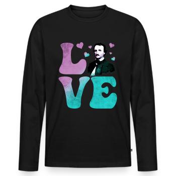 Edgar Allan Poe English Literature LOVE - Men's Premium Organic Long Sleeve Shirt - black - Front - Nico (187cm)