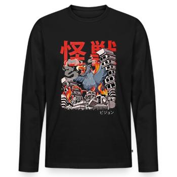 Kaiju Taube Japanisch Anime Monster Vogel - Männer Premium Bio Langarmshirt - Schwarz - Vorne - Nico (187cm)