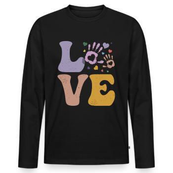Travailleur en garderie Travailleur en garderie Garde d’enfants - T-shirt manches longues Premium bio Homme - noir - Devant - Nico (187cm)