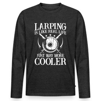 Jeux de rôle en direct LARP - T-shirt manches longues Premium bio Homme - anthracite chiné - Devant - Nico (187cm)
