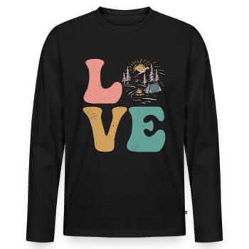 Camper Camp Camping LOVE - T-shirt manches longues Premium bio Homme - noir - Devant - Nico (187cm)