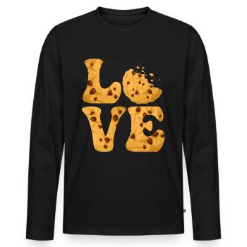 Chocolate Chip Cookie Chocolate Chip Dealer LOVE - Männer Premium Bio Langarmshirt - Schwarz - Vorne - Nico (187cm)