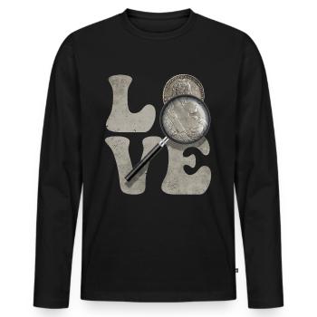 Coin Collecting Coin Collector Coin Lore LOVE - Men's Premium Organic Long Sleeve Shirt - black - Front - Nico (187cm)